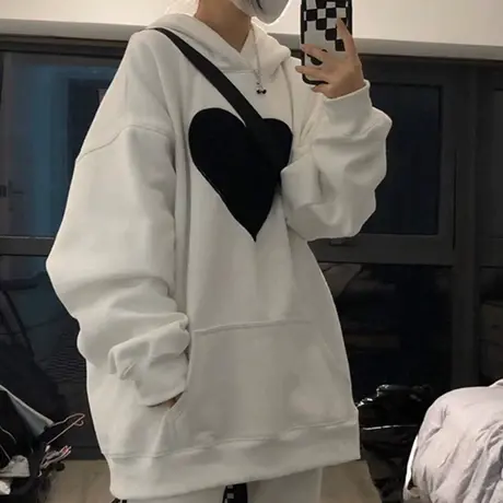 ins超火卫衣女秋冬小个子宽松韩版bf慵懒风加绒加厚oversize外套图片