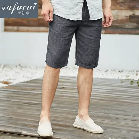 男士短裤夏季薄款亚麻五分裤男休闲宽松棉麻裤子男5分沙滩裤中裤商品大图