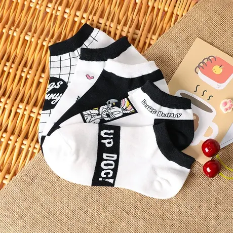 唐狮兔八哥夏季袜子女短袜船袜组合装薄款棉袜可爱卡通隐形舒适袜商品大图