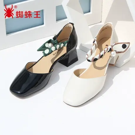 蜘蛛王断码清仓正品女鞋真皮2022夏商场新款凉鞋女漆皮包跟复古风商品大图