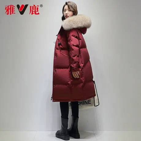 雅鹿2022年冬季派克羽绒服女狐狸毛领时尚韩版中长款过膝外套潮男图片