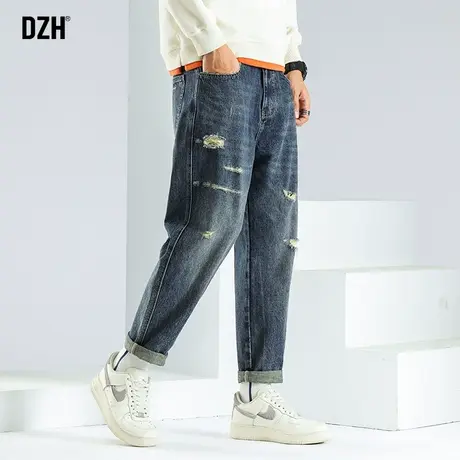 男士破洞牛仔裤男款秋季直筒休闲长裤宽松裤子2023新款百搭牛子裤商品大图