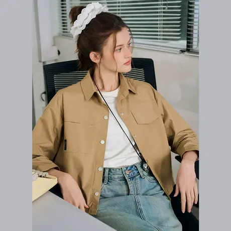 a02【100%棉 】宽松休闲小个子百搭时尚2025春女式工装外套商品大图