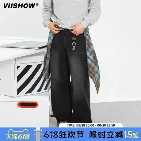 VIISHOW水洗牛仔裤男2025年春季新款日系潮牌复古做旧直筒长裤子商品大图