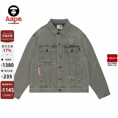 Aape旗舰店女装猿人刺绣宽松水洗牛仔厚夹克外套7688XAN图片