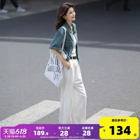 唐狮牛仔短袖衬衫女2025夏季新款小个子气质女士上衣休闲衬衣dmn商品大图