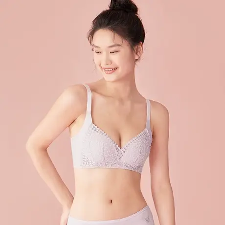 2023新品都市丽人益母草抗菌蕾丝内衣女透气收副乳手掌杯聚拢文胸商品大图