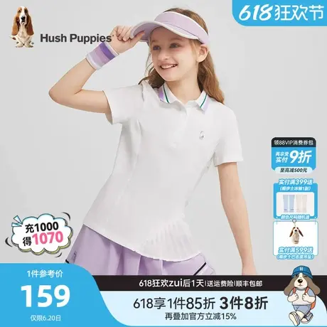 暇步士童装女童短袖2025夏装新品大童宝宝甜美polo衫儿童透气T恤商品大图