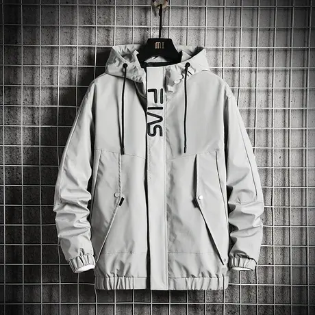 2023春秋季薄款连帽夹克男士潮牌青年工装冲锋衣秋冬外套上衣男装商品大图