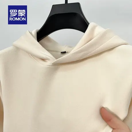 罗蒙男士简约休闲纯色连帽卫衣2025秋季新款时尚潮流长袖套头上衣图片