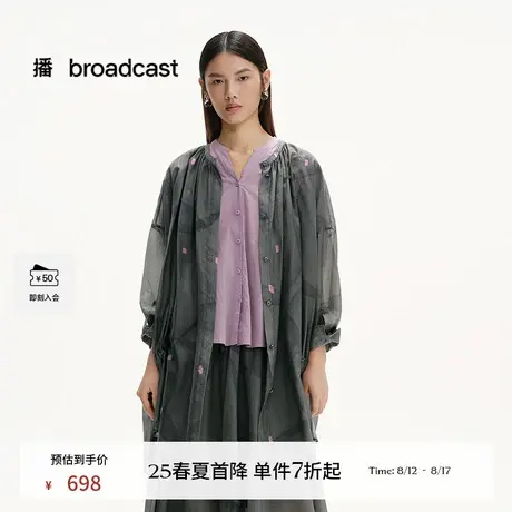 播商场同款印花雪纺宽松长袖衬衫女25新款夏日轻薄上衣BDS2CD2002图片