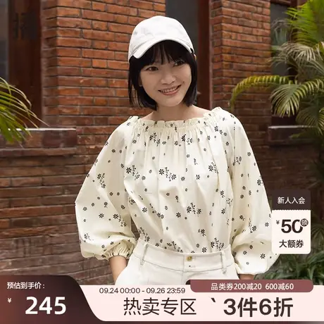 播夏季木耳边圆领小碎花印花可爱娃娃衫衬衫女BDP2HD1139图片