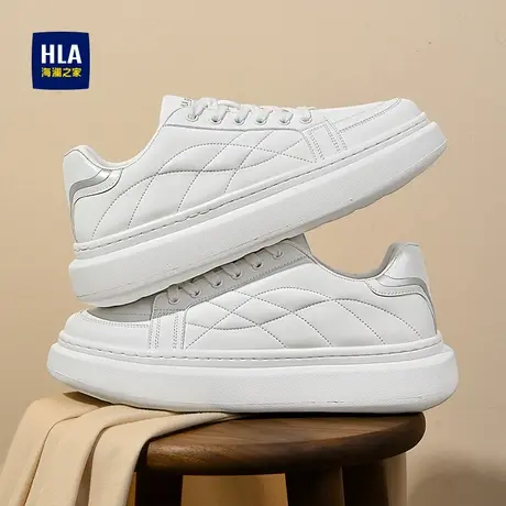 HLA/海澜之家男鞋新款秋季时尚潮流拼接小白板鞋增高百搭休闲鞋商品大图