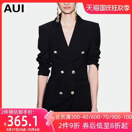 aui欧洲站中长款黑色休闲小西装外套女2022欧货春秋新款气质西服图片