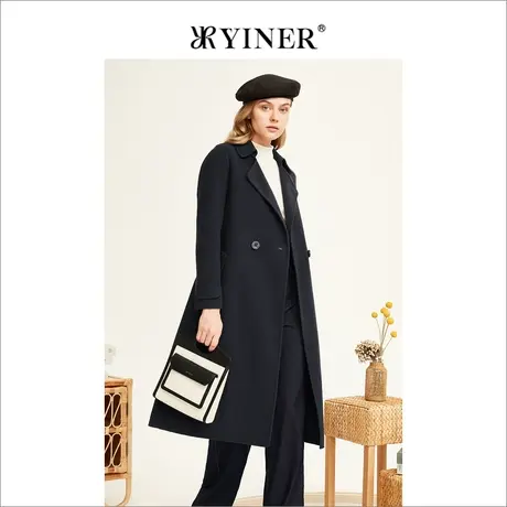 YINER音儿女装2022冬季新款纯羊毛双面呢大衣商品大图