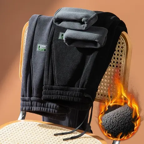 冬季2023年新款加绒加厚防风带绒休闲裤子秋冬款男士保暖直筒卫裤商品大图