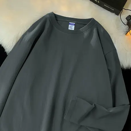 260g重磅纯棉t恤男长袖秋冬宽松内搭打底衫美式厚实体恤纯色秋衣商品大图