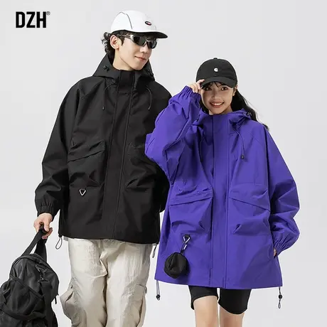 情侣工装机能冲锋衣外套男春秋防风防水2023新款情侣款登山服夹克商品大图