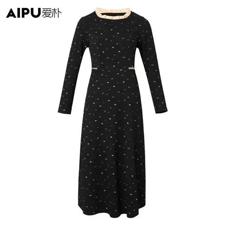 爱朴大码【直播专享】冬季胖mm厚款休闲印花连衣裙显瘦遮肚子收腰商品大图