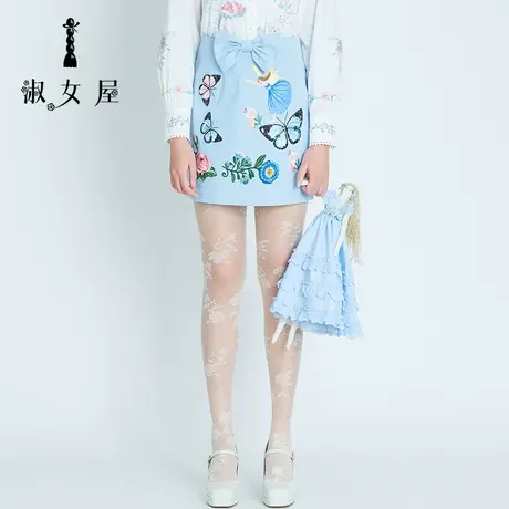 淑女屋官方旗舰店女装商场同款秋新款花园美如画半裙A字裙半身裙图片