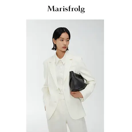 【精致桑蚕丝】玛丝菲尔春夏自然光泽感优雅白色衬衫图片