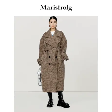 【逐光之旅】玛丝菲尔秋季双灰色茧型收腰毛呢大衣商品大图