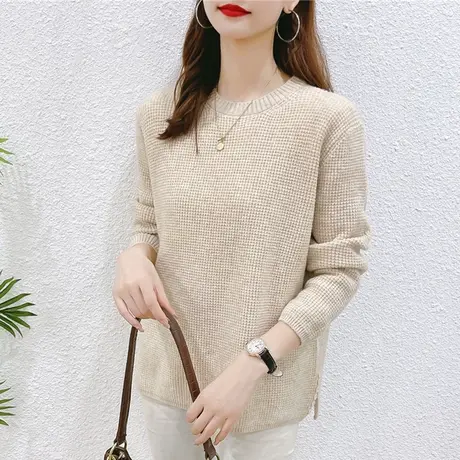 秋装女2023年新款毛衣女宽松外穿圆领套头内搭洋气爆款针织打底衫商品大图