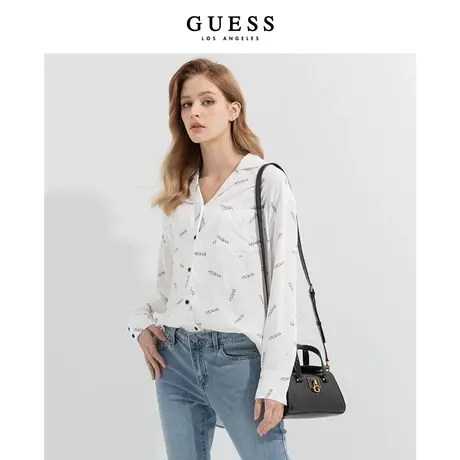 【38上新季】GUESS女士宽松设计感V领印花自然潮流时尚衬衫上衣商品大图