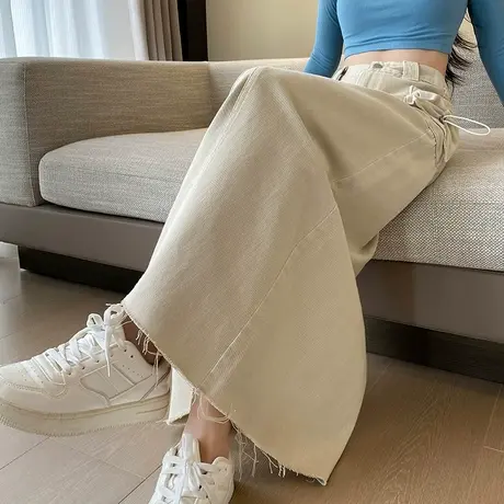 复古高腰半身牛仔裙女2023秋季新款宽松显瘦设计感抽后开叉包臀裙图片