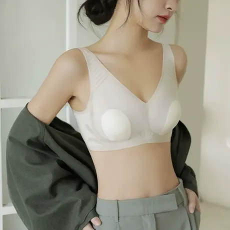 无痕内衣女大胸显小夏薄款兔耳朵文胸无钢圈收副乳防下垂大码胸罩商品大图