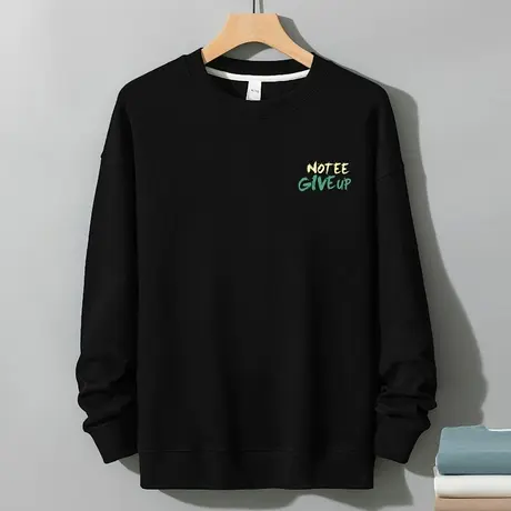 350g重磅卫衣男秋冬款圆领黑色长袖t恤无帽衫宽松潮流套头上衣服商品大图