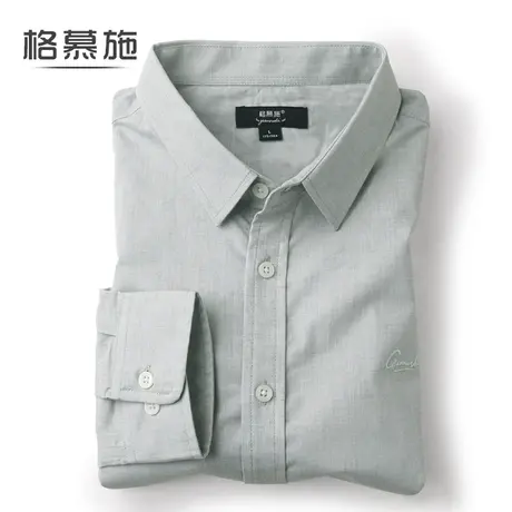 春秋季男士纯色潮流长袖衬衫大码宽松韩版商务休闲衬衣商品大图