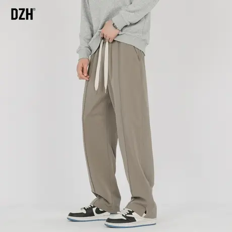 男士卡其色垂感裤子男春秋直筒休闲裤百搭2024新款长裤美式直筒裤商品大图