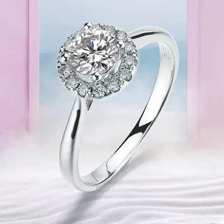 珂兰 白18K金钻石戒指钻戒30分50分豪群镶订婚结婚求婚戒指女定制商品大图