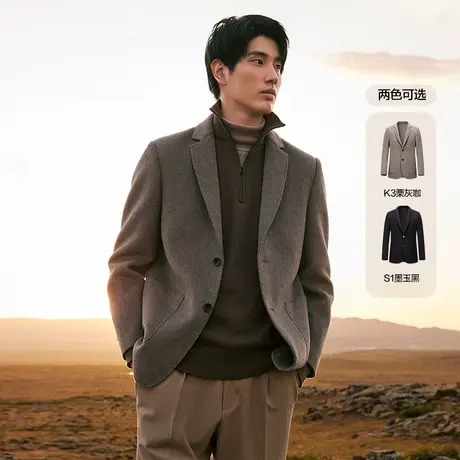 红豆羊毛商务弹力休闲秋冬不易起球呢子新款气质男士西装外套zb商品大图