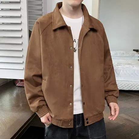 麂皮工装夹克外套男士秋季秋冬款2023新款潮流百搭上衣服男装秋装图片