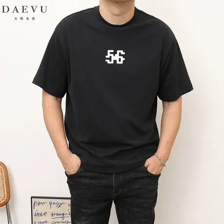 DAEVU春秋新款落肩廓版大号潮胖子加肥加大码男款圆领短袖袖卫衣商品大图