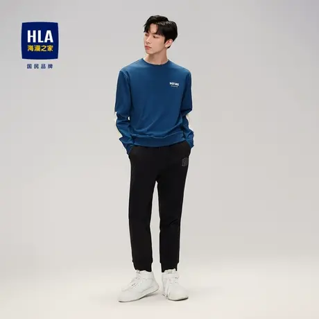 HLA/海澜之家2023袖臂拼接长袖T恤圆领柔软微弹休闲上衣男商品大图