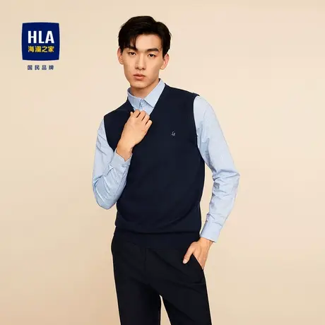【奥莱清仓】HLA/海澜之家2023双领针织衫柔软温暖假两件毛衣男商品大图