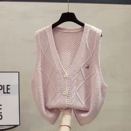 v领针织开衫马甲背心女2023秋装新款宽松外穿马夹麻花毛衣坎肩潮商品大图