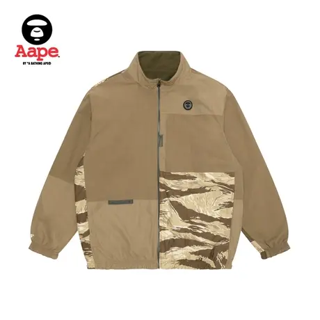 Aape旗舰店男装秋冬猿颜徽章迷彩拼接加绒夹克外套7463XXH图片