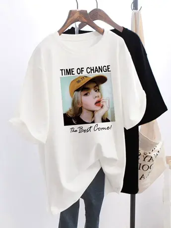 chic港味白色仿棉短袖t恤女2023早春新款夏季ins超火大码女装上衣图片