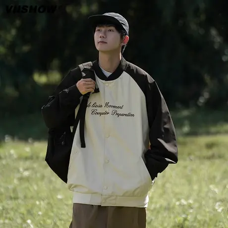 VIISHOW美式复古棒球服男春秋潮牌夹克高级感欧美hiphop外套褂子商品大图