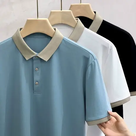 polo衫男短袖翻领2023年夏季新款高端男士t恤商务休闲半袖体恤衫商品大图