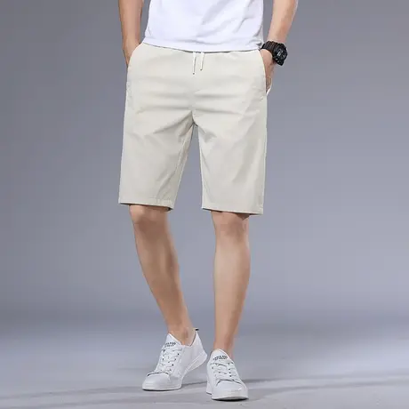 夏季黑色直筒五分裤子男外穿薄款冰丝休闲短裤男士修身高端微弹商品大图