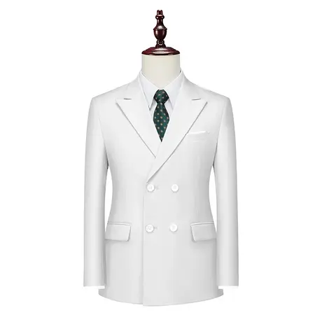 春秋男士西服韩版修身小西装双排扣单西潮流翻领白色外套大码上衣图片