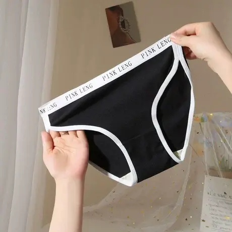 无痕内裤女夏季薄款纯棉透气字母中低腰日系少女纯欲风三角短裤头商品大图