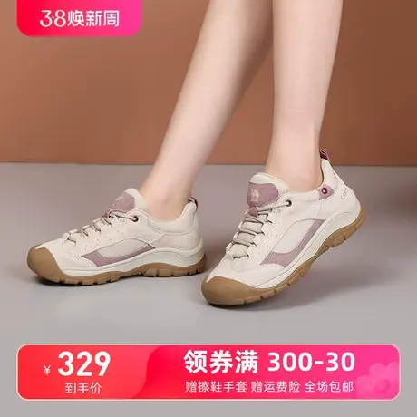 骆驼女鞋2024春季新款系带户外休闲运动鞋网面跑步鞋牛津底老爹鞋商品大图