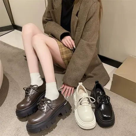 复古厚底乐福鞋女2024年春秋季新款英伦风百搭小皮鞋法式粗跟单鞋图片