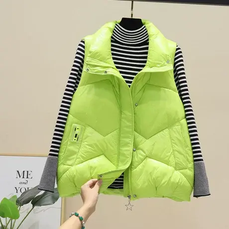 潮流新款2023新款羽绒棉马甲女短款时尚立领羽绒棉服宽松休闲外套商品大图